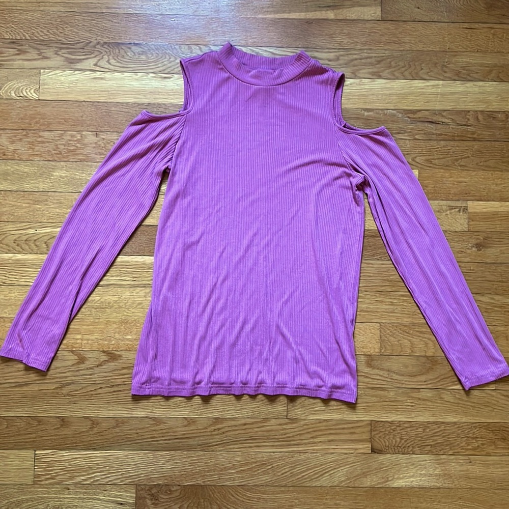 Banana Republic womens cold shoulder mock neck ribbed long sleeve top